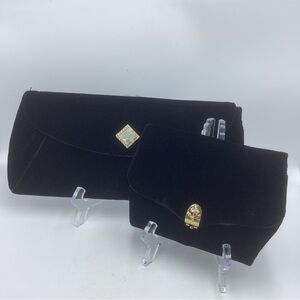 Two Vintage Black Velvet Evening Bags